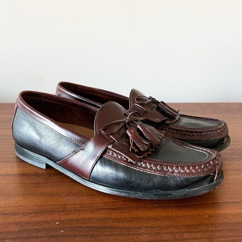 Johnston & Murphy Aragon II Kiltie Tassel Loafers Black/Chestnut Men's Size 10.5